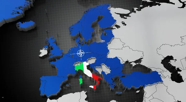Nato 지도와 삽화에 나오는 이탈리아 — 스톡 사진