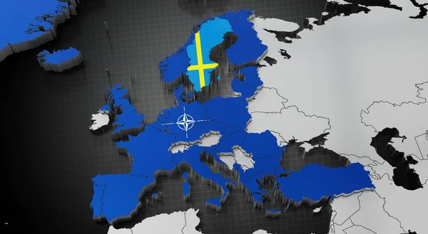 Nato 지도와 삽화에 나오는 스웨덴 — 스톡 사진