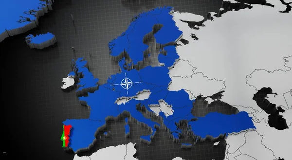 Nato 지도와 삽화에 나오는 포르투갈 — 스톡 사진