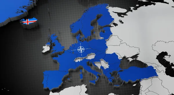 Nato 지도와 삽화에 나오는 아이슬란드 — 스톡 사진