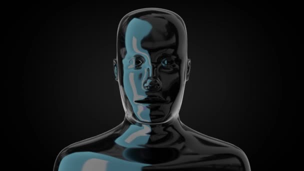 Tükröző Fémes Emberi Arc Elszigetelt Fekete Háttér Animáció 3840 2160 — Stock videók