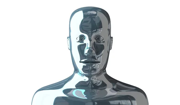 Geometrical Metal Human Face White Background Illustration — Stock Photo, Image