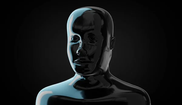 Geometrical Metallic Human Face Black Background Illustration — Stock Photo, Image
