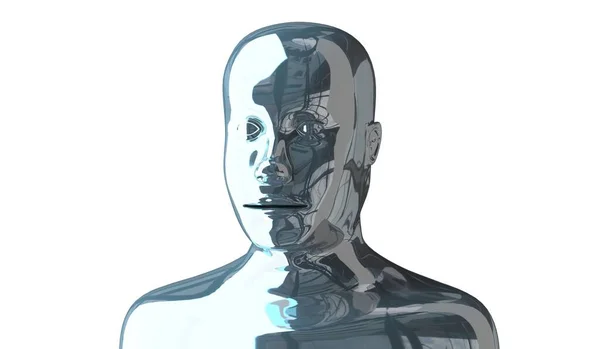 Geometrisches Menschliches Gesicht Aus Metall Auf Weißem Hintergrund Illustration — Stockfoto