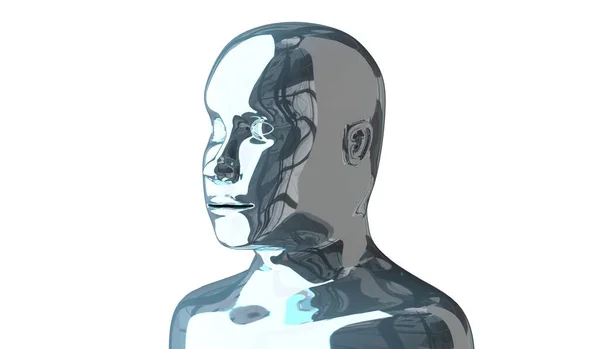幾何学的 金属人間の白い背景の顔 3Dイラスト — ストック写真