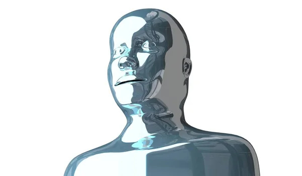 Geometrisches Menschliches Gesicht Aus Metall Auf Weißem Hintergrund Illustration — Stockfoto