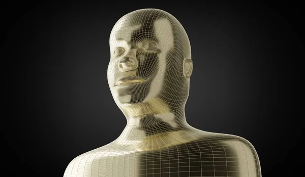 Geometrical Golden Human Face Dark Background Illustration — Stok Foto