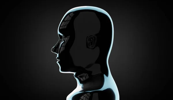 Geometrisches Metallisches Menschliches Gesicht Auf Schwarzem Hintergrund Illustration — Stockfoto