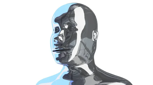 Геометрическое Металлическое Человеческое Лицо Белом Фоне Трехмерная Иллюстрация — стоковое фото