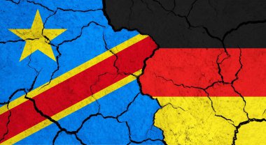 Kongo Bayrakları - Demokratik Cumhuriyet ve Almanya çatlak yüzeyde - siyaset, ilişki konsepti