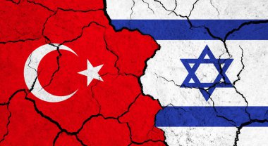 Çatlak yüzey - siyaset ve ilişki kavramı üzerine Türkiye ve İsrail bayrakları