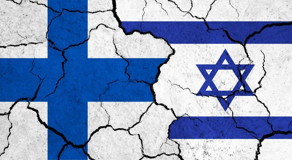 Banderas Finlandia Israel Superficie Agrietada Política Concepto Relación —  Fotos de Stock