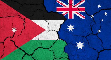 Ürdün ve Avustralya 'nın çatlak yüzey bayrakları - politika, ilişki konsepti