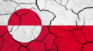 Kırık yüzey üzerinde Grönland ve Polonya bayrakları - politika ve ilişki kavramı