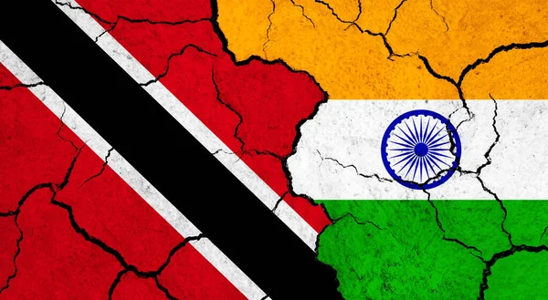Zászló Trinidad India Repedt Felületen Politika Kapcsolat Koncepció — Stock Fotó