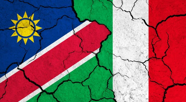 Flags Namibia Italy Cracked Surface Politics Relationship Concept — Stock Photo, Image