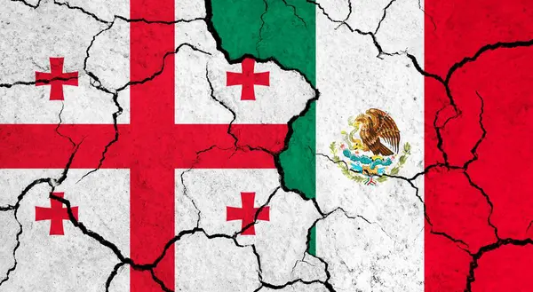 Flags Georgia Mexico Cracked Surface Politics Relationship Concept — Stock Photo, Image