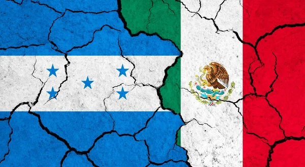 Banderas Honduras México Superficie Agrietada Política Concepto Relación — Foto de Stock