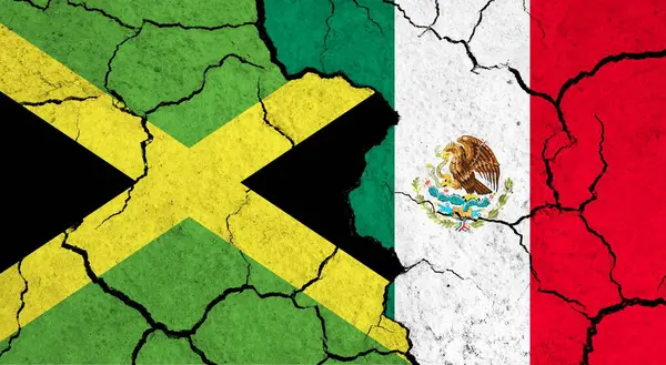 Flags Jamaica Mexico Cracked Surface Politics Relationship Concept — Stock Photo, Image