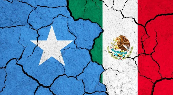 Flags Somalia Mexico Cracked Surface Politics Relationship Concept — Stock Photo, Image