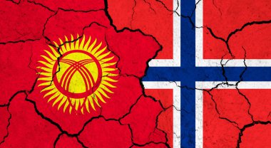 Kırgızistan ve Norveç 'in çatlak yüzey bayrakları - politika, ilişki konsepti