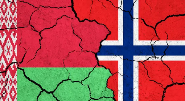 Flags Belarus Norway Cracked Surface Politics Relationship Concept — Stock Photo, Image