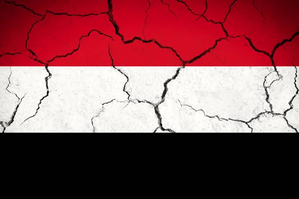Yaman Bendera Negara Yang Retak — Stok Foto