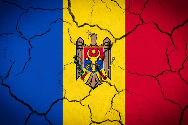Moldova Çatlak Ülke Bayrağı — Stok fotoğraf