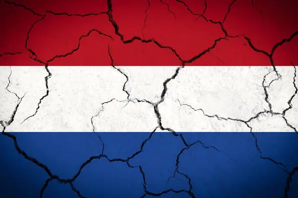 Нідерланди Тріснутий Прапор Країни — стокове фото
