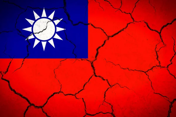 Tajwan Pęknięta Flaga Kraju — Zdjęcie stockowe