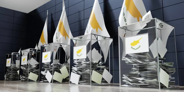 Ciprus Több Urna Zászló Szavazás Választási Koncepció Illusztráció — Stock Fotó