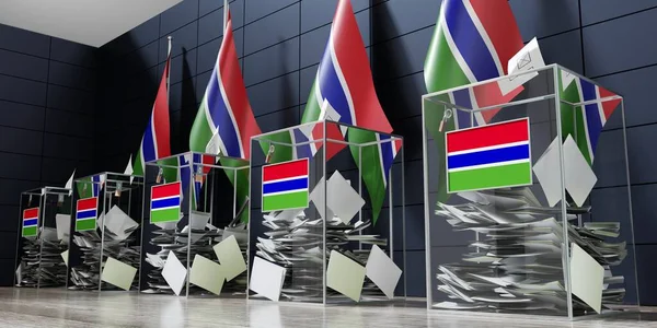 Γκάμπια Αρκετές Κάλπες Και Σημαίες Ψηφοφορία Εκλογική Ιδέα Εικονογράφηση — Φωτογραφία Αρχείου