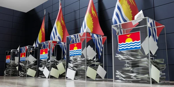 Kiribati Várias Urnas Bandeiras Votação Conceito Eleitoral Ilustração — Fotografia de Stock