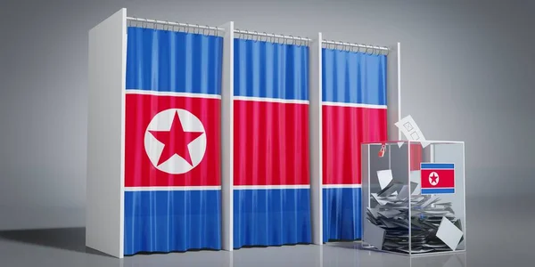 Corée Nord Isoloirs Avec Drapeau Pays Urne Illustration — Photo