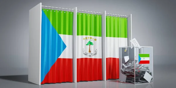 Equatorial Guinea - voting booths with country flag and ballot box - 3D illustration