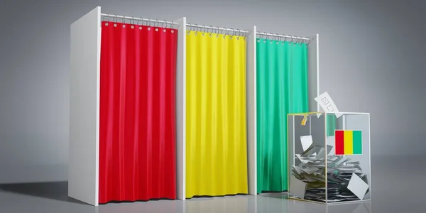 Guinea - voting booths with country flag and ballot box - 3D illustration