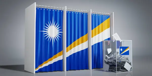 Marshall Islands - voting booths with country flag and ballot box - 3D illustration