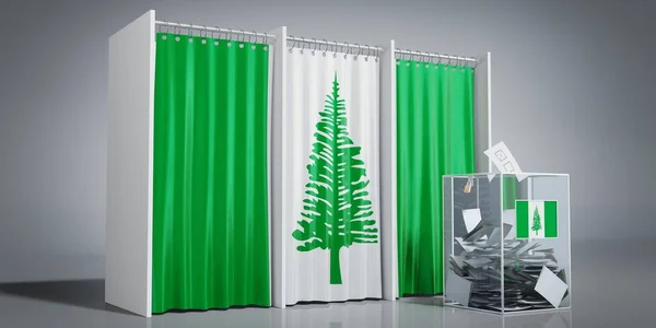 Norfolk Island - voting booths with country flag and ballot box - 3D illustration