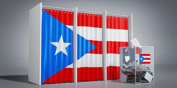 Porto Rico Isoloirs Avec Drapeau Pays Urne Illustration — Photo