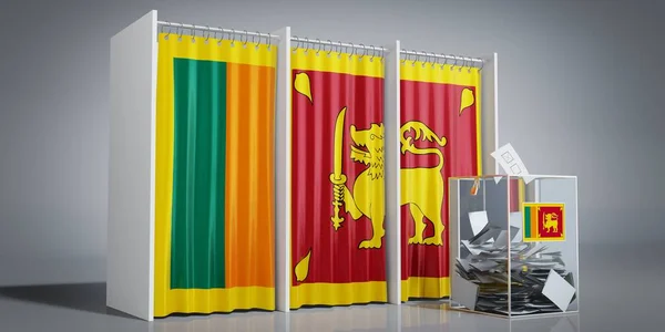 Sri Lanka Cabines Votação Com Bandeira País Urna Ilustração — Fotografia de Stock