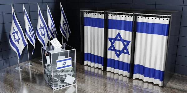 Israel - voting booths and ballot box - election concept - 3D illustration