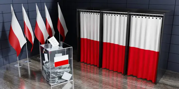 Polonia Cabine Voto Urne Concetto Elezione Illustrazione — Foto Stock