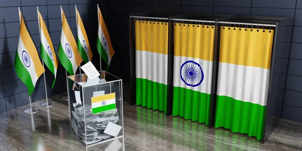 Índia Cabines Votação Urna Conceito Eleição Ilustração — Fotografia de Stock