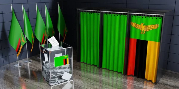 Zambia Stemhokjes Stembus Verkiezingsconcept Illustratie — Stockfoto