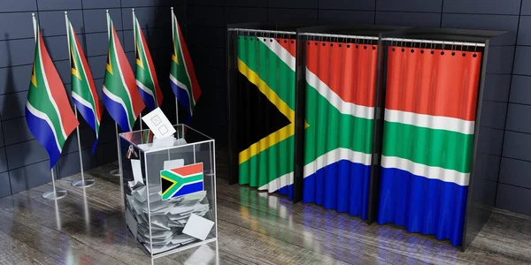 South Africa - voting booths and ballot box - election concept - 3D illustration