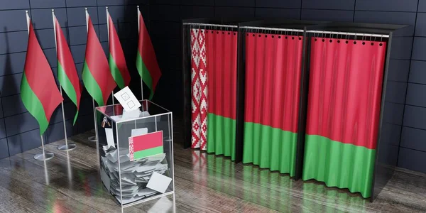Wit Rusland Stemhokjes Stembus Verkiezingsconcept Illustratie — Stockfoto