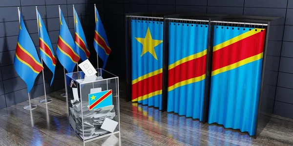 Democratic Republic of the Congo - voting booths and ballot box - election concept - 3D illustration
