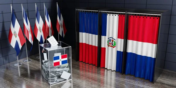 Dominikana Budki Głosowania Urna Głosowania Koncepcja Wyborów Ilustracja — Zdjęcie stockowe