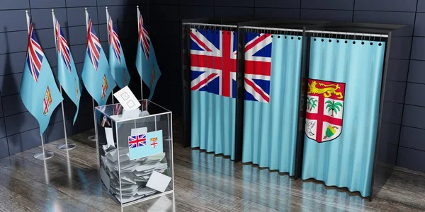 Fiji - voting booths and ballot box - election concept - 3D illustration