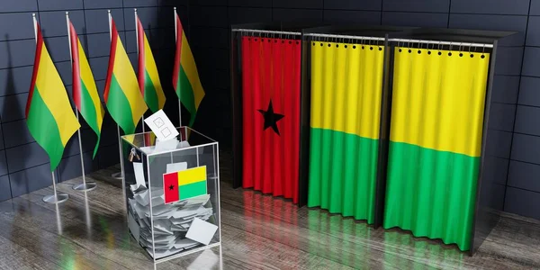 Guinea Bissau - voting booths and ballot box - election concept - 3D illustration